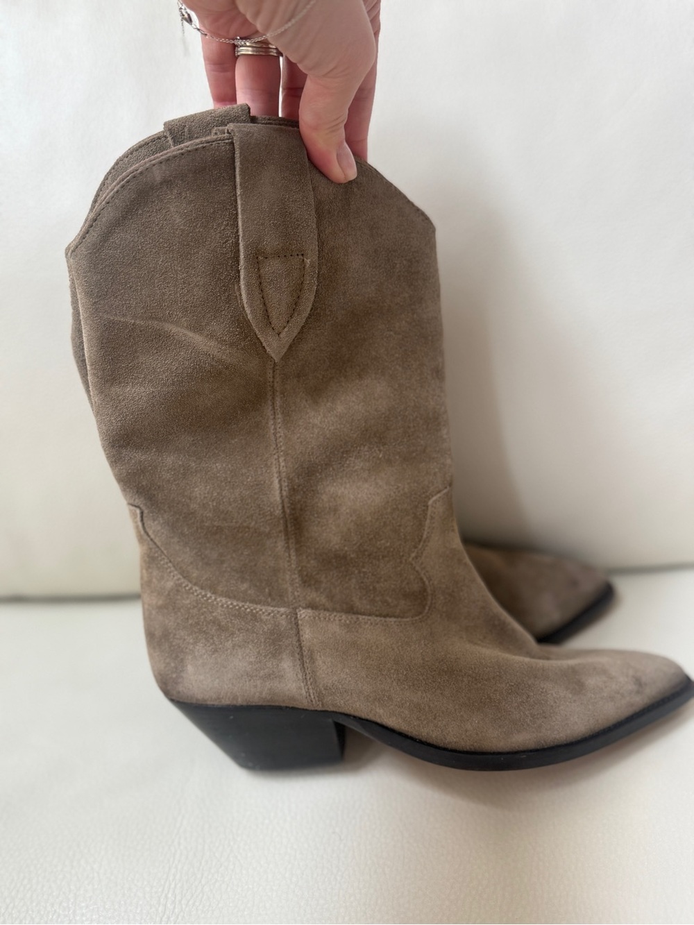 Isabel Marant Duerto 40MM Suede Western Boots Suede  Cowboy Taupe Sz 39 - Picture 2 of 10